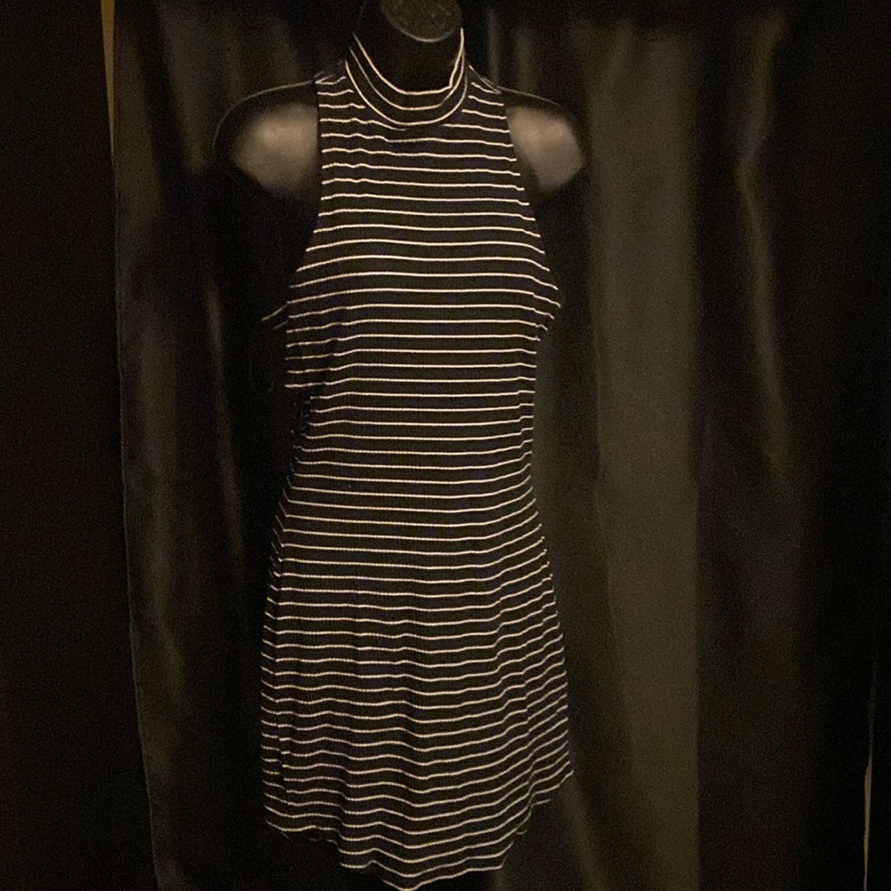 Express black and white stripe dress